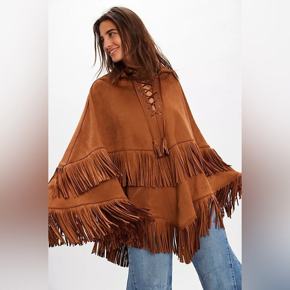 Free People x Understated Leather So Swiftly Suede Poncho
